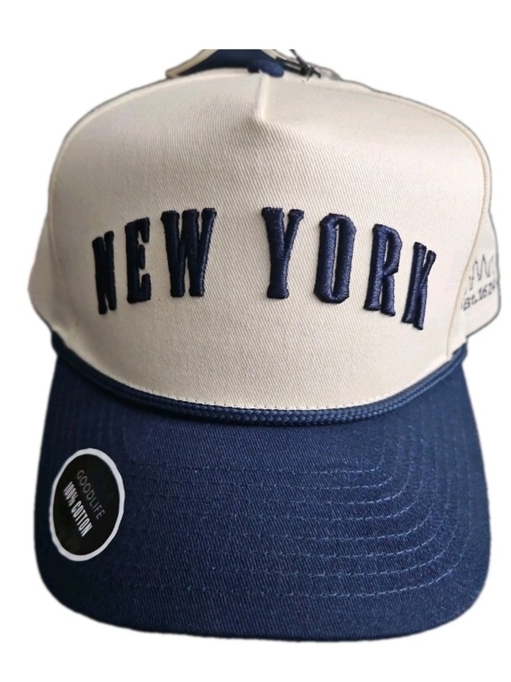 New York  Hat /Cap Tan And Blue Rope Embroidered Logo Snapback Adj. OSF NWT